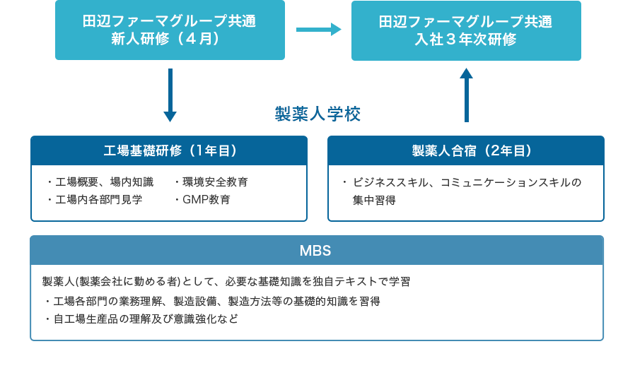 入社後3年間の主要な研修