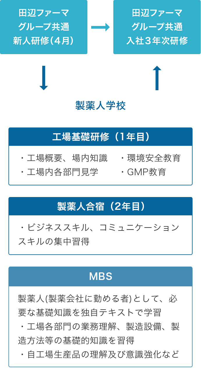 入社後3年間の主要な研修
